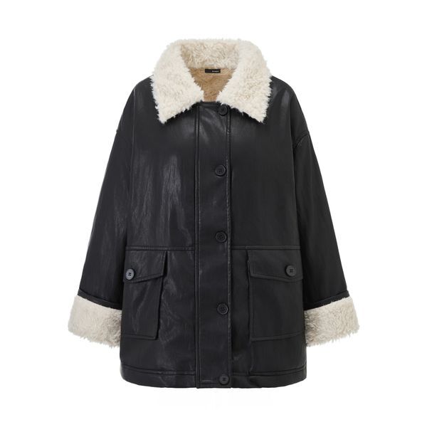 보니스팍스 [하프클럽/보니스팍스]시어링 퍼 집업 레더 자켓 (XP4JK018L0)