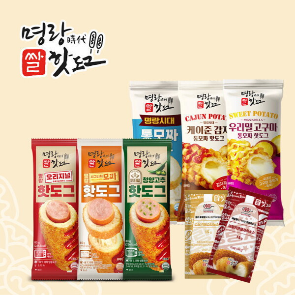 명랑시대외식청년창업협동조합 명랑핫도그 명랑핫도그 3가지맛 핫도그 구성 (6개입)+소스 모음전