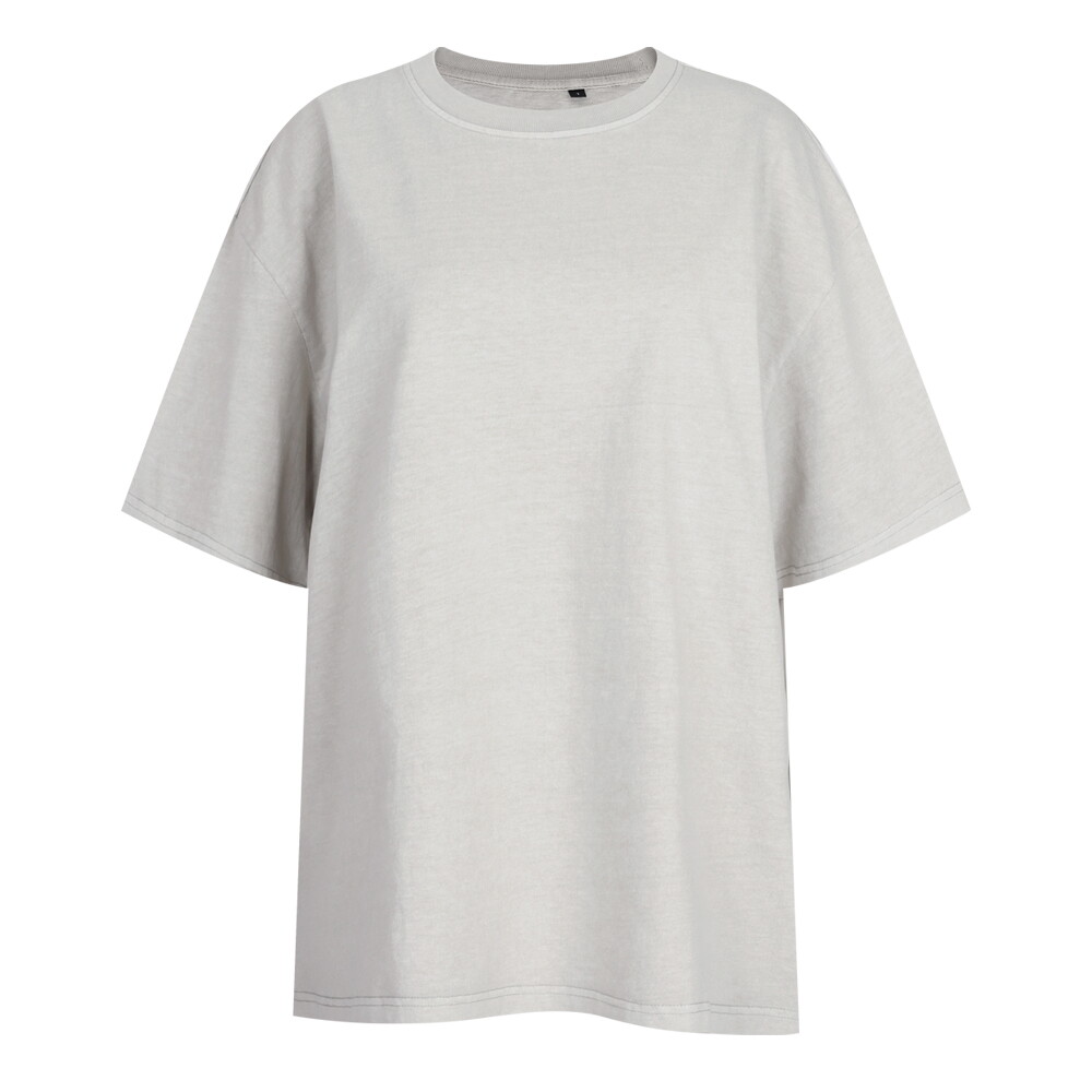 샵앤 [샵앤] 여성 라운드 빈티지 피그먼트 여름 루즈핏 반팔 티셔츠 INT-WSH-21172-연베이지