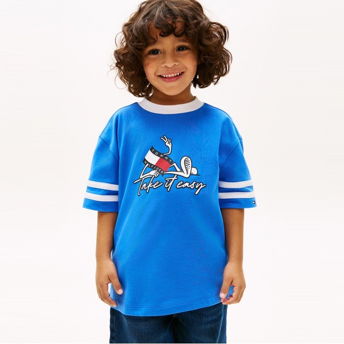 타미힐피거키즈 [공식] [타미힐피거] 그래픽 로고 크루넥 티셔츠 (T42G1KKO630BT1C6H)