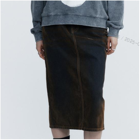 [피플오브더월드]○25FW NEW 스웨이드 데님 스커트