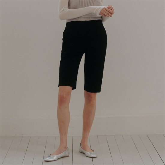 [블랭크공삼][블랭크03] half length cotton pants (black)