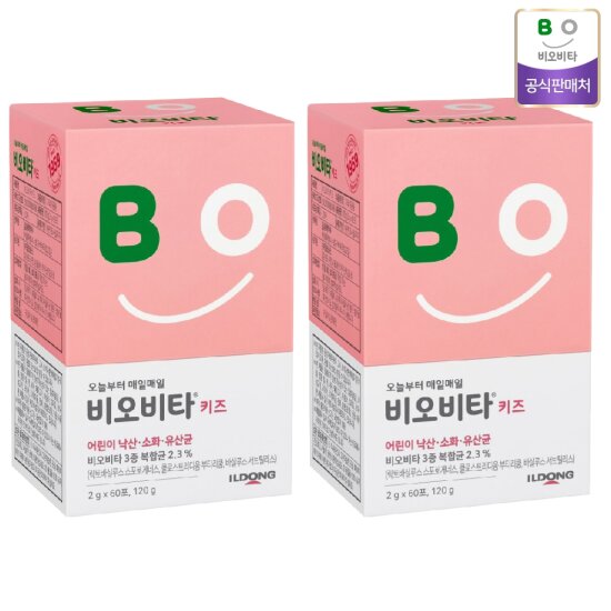 비오비타 키즈 딸기맛 유산균 낙산균 프로바이오틱스 60포 2팩 + 추가 10포 2팩