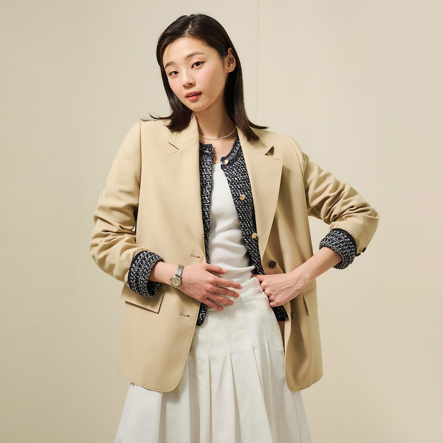 빈폴레이디스(상반기) 폴리 오버핏 재킷  베이지 (BF5211C02A)