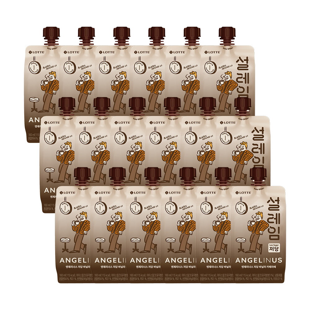롯데웰푸드 설레임 엔제리너스 저당 바닐라 카페라테 160ml x18개