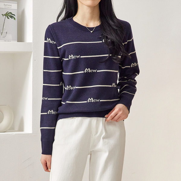 올리비에스클로젯(패플) [올리비에스클로젯][한정수량/특가] 캣 스트라이프 니트_O2402KN030A_H