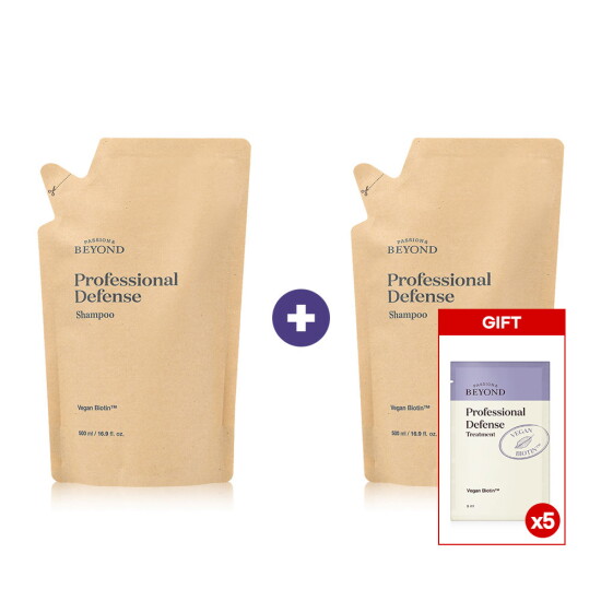 [비욘드(화장품)]프로페셔널 디펜스 샴푸 리필 500ml(비건) 1+1 기획 (프로디펜스 트리트먼트 5ml*5매 증정)