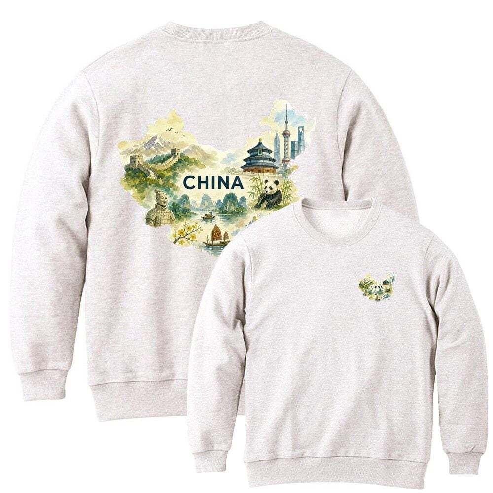 톰스외 알티피아 맨투맨앞뒤 세계지도 China 수채화 AI 그림 남녀공용 전사이즈