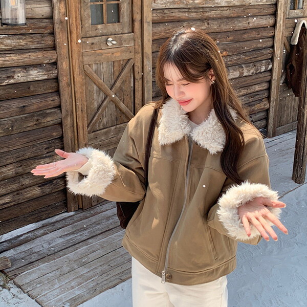 드레스날다 [드레스날다]헤타페 누빔안감 양털 카라 소매 루즈핏 집업 점퍼