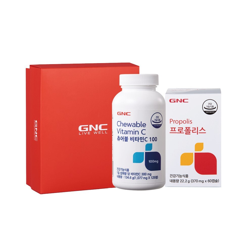 지엔씨 (GNC) 츄어블 비타민C + 프로폴리스 세트 (1077mg X 125정 / 370mg X 60캡슐)