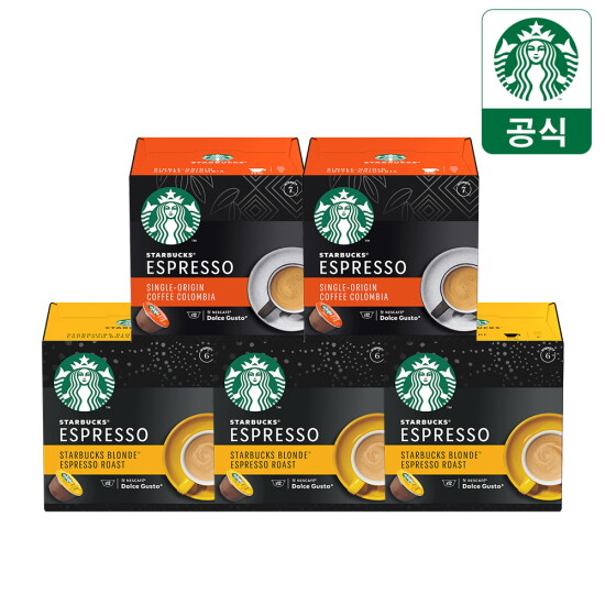 [스타벅스]돌체구스토 캡슐커피 2종 5개 (블론드에스프레소x3 + 콜롬비아x2)