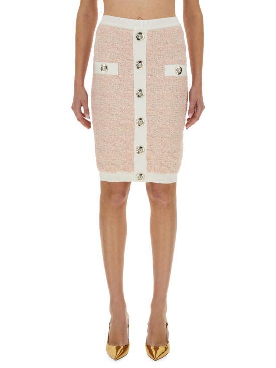 발망 [해외] 25FW 발망 미디 스커트 FF1LC016KI72 OIN PINK