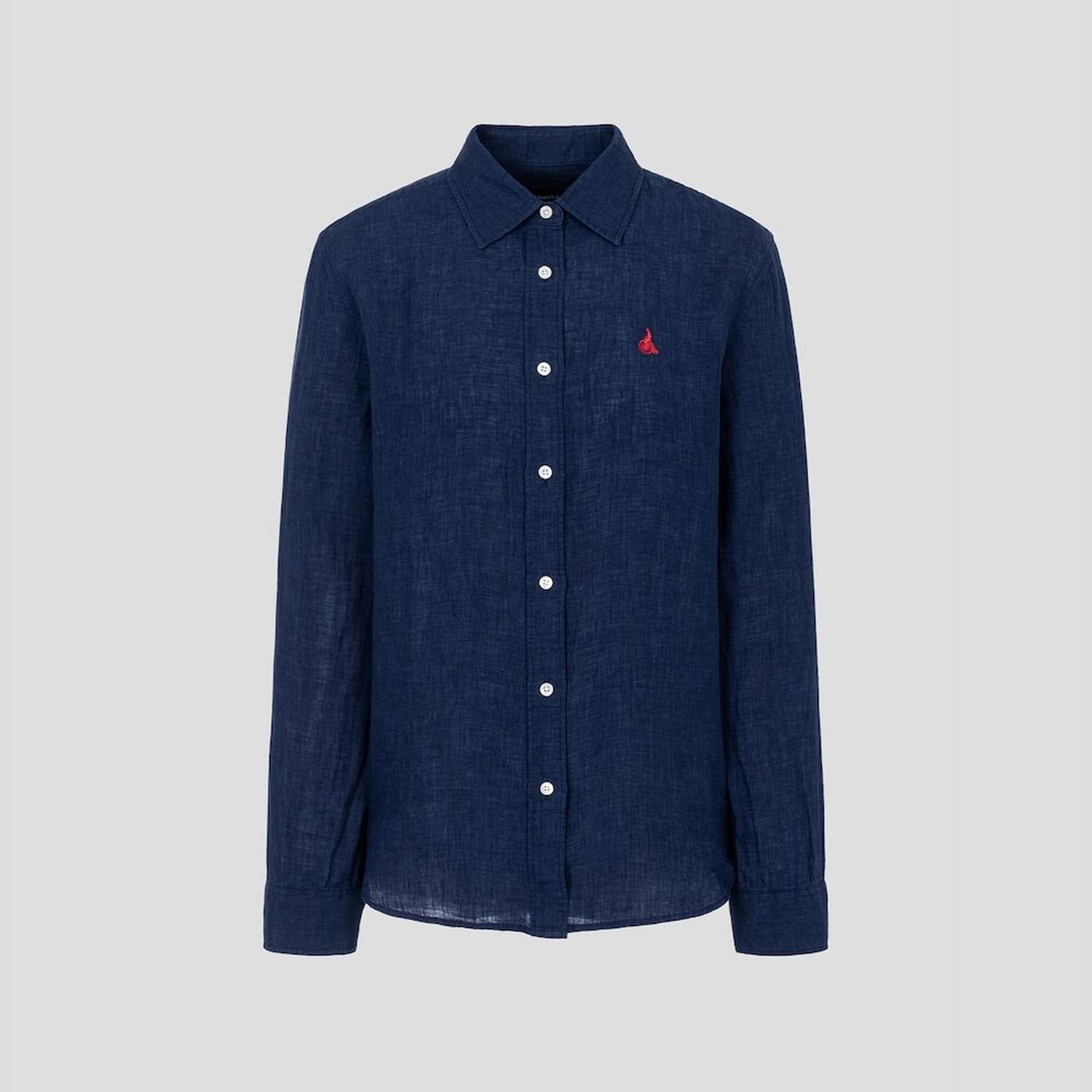 상세참조 빈폴레이디스(상반기) (Essential) 리넨 솔리드 레귤러숏 셔츠  블루 BF6364E10P