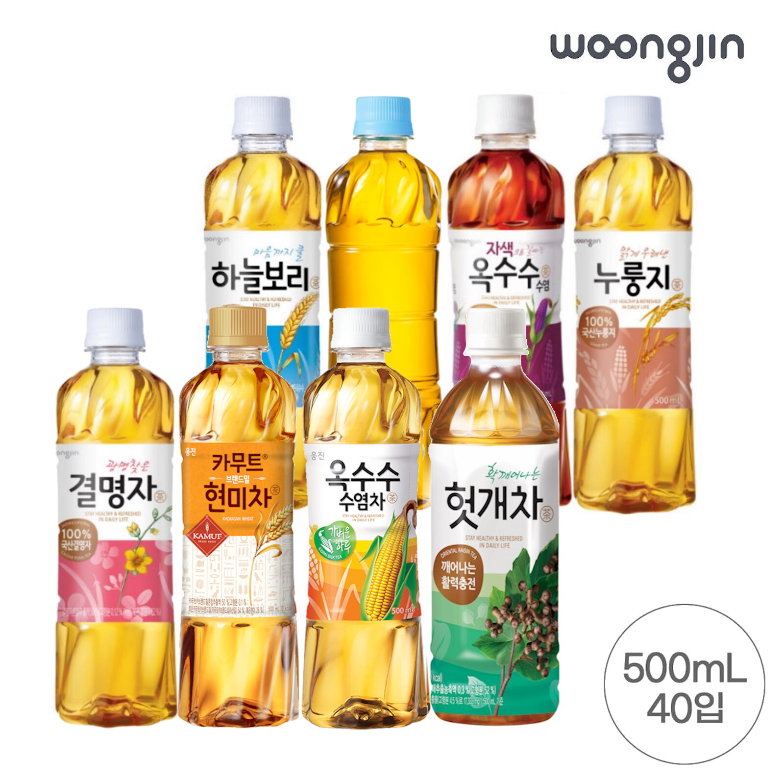 웅진식품 [웅진식품] 차음료 500ml x 20페트 x 2박스 (하늘보리,누룽지차,결명자차 헛개차 등 8종 중 택2)