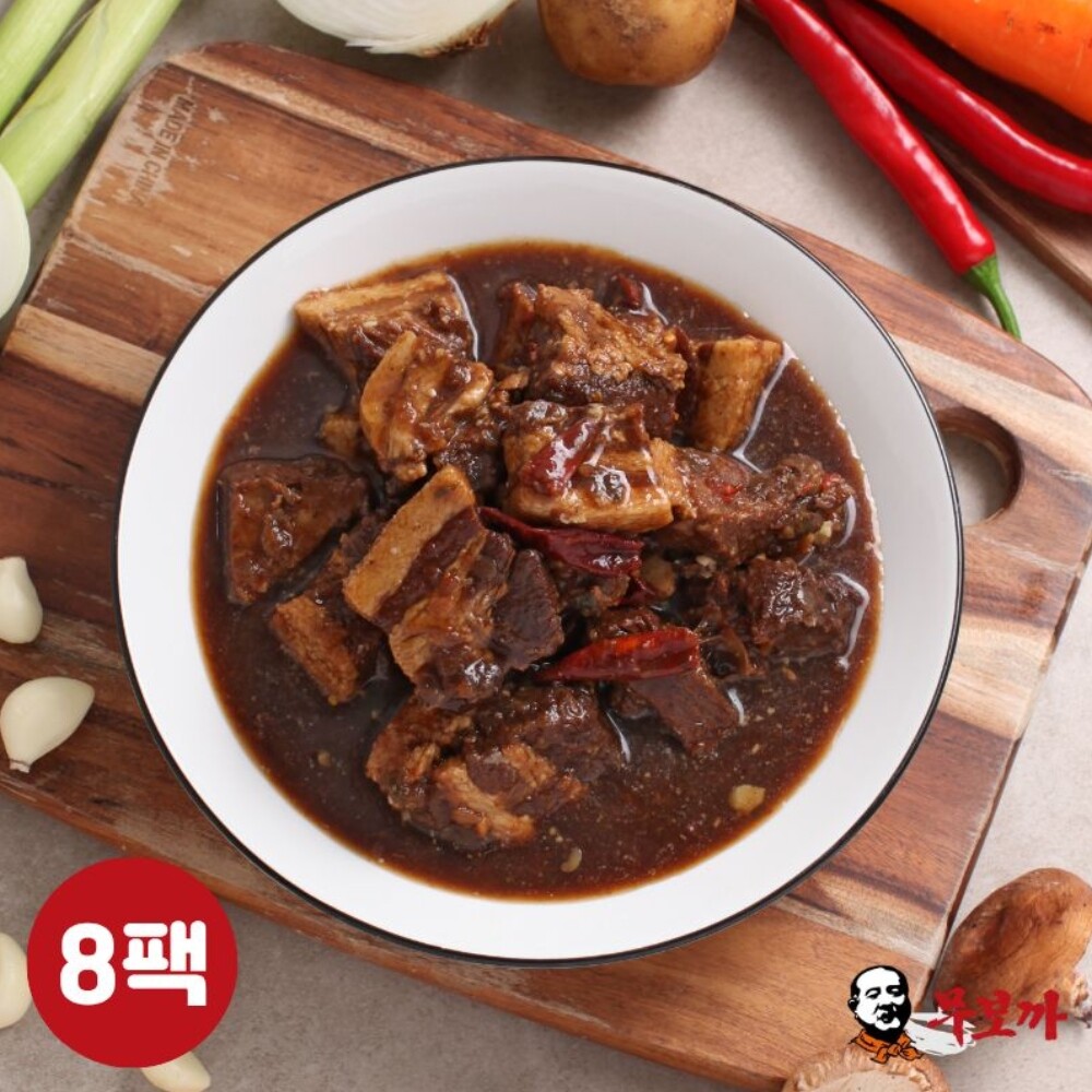 (주)다담 무보까국밥 [무보까] 국내산 한돈 순살 돼지갈비찜 500g x 8팩, 삼겹 돼지갈비찜