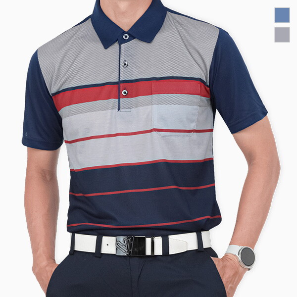 제로골프 [제로골프][NEW ACE] 뉴에이스 남성 라인 면 반팔 카라 티셔츠 Model No_N2-4Q006