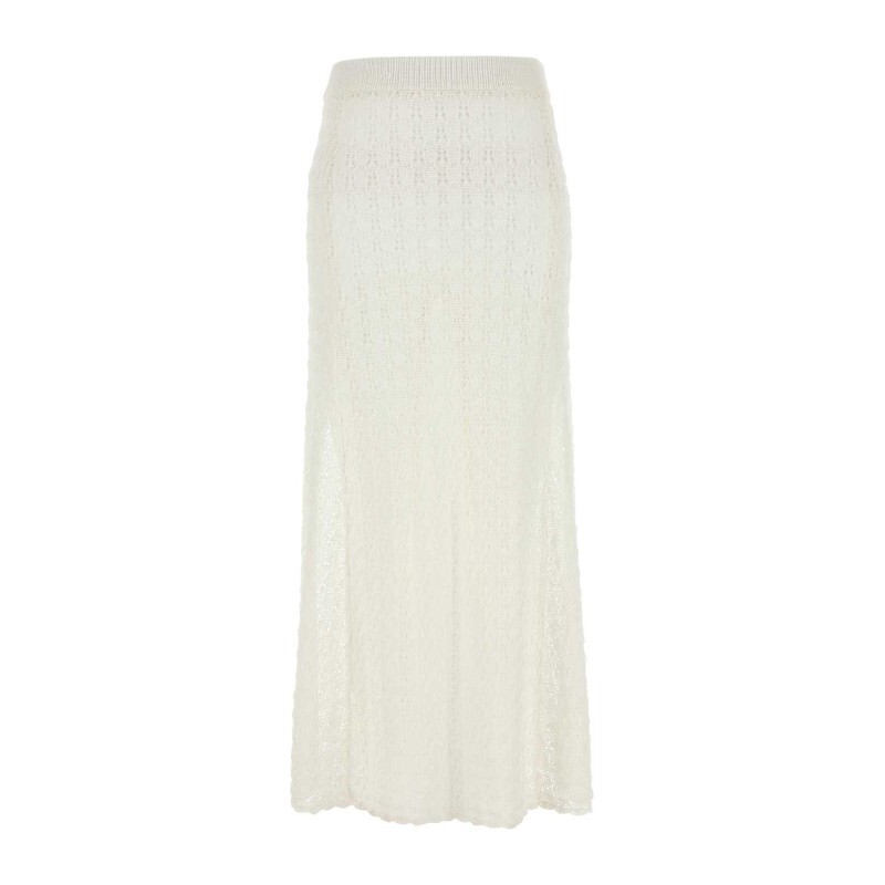GANNI 가니 가니 화이트 크로셰 하이웨이스트 맥시 스커트 K2546 135