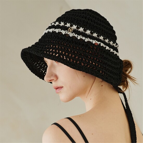 [누브][정상가 49000원][누브] Cotton Strap Bucket Hat - Black