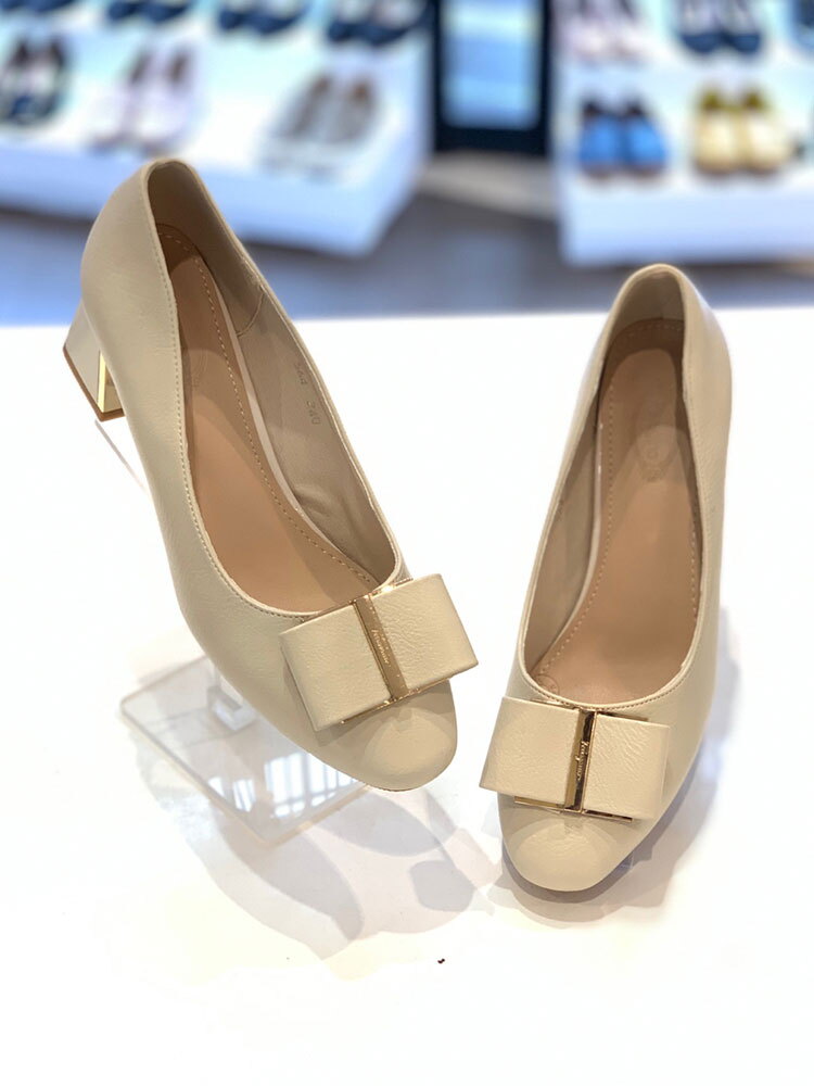 엘초이 [엘초이]베이직 천연가죽 리본 청키힐 5.5cm 펌프스 FSF22GR564