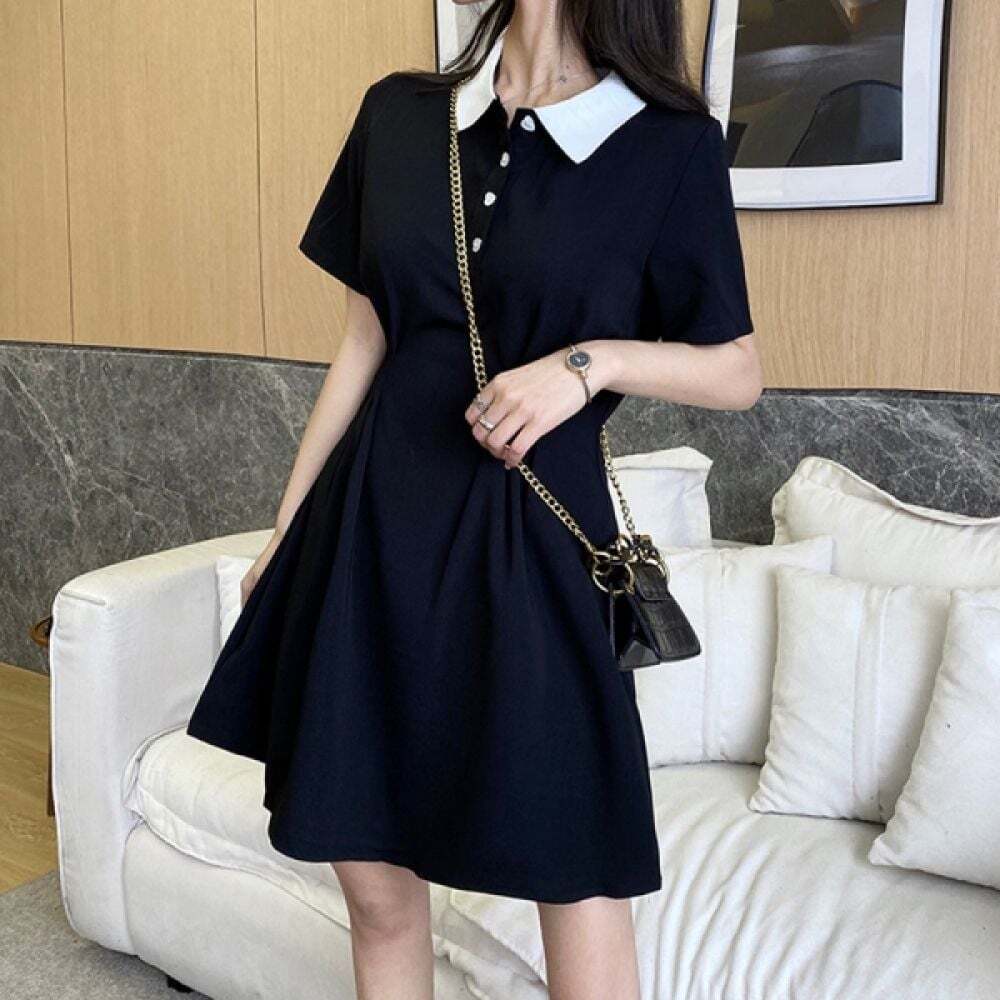 지오벤처스 카라 단추 여성 플레어원피스 URK-139 치