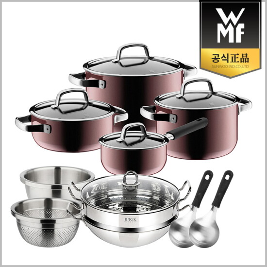 [WMF](로즈쿼츠)퓨전테크 미네랄 냄비 4종세트+[특별구성]스테인리스 스티머 28cm+펀칭볼 세트 20cm+미니스푼 2pcs