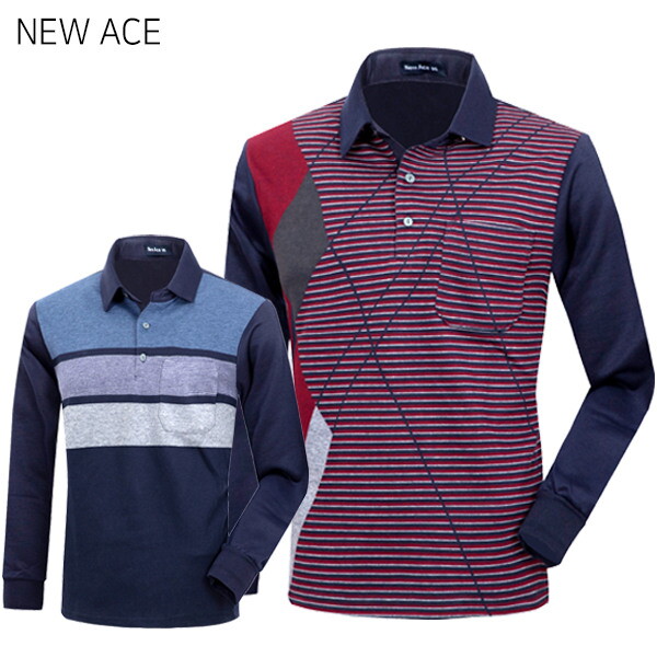 제로골프 [제로골프][NEW ACE] 뉴에이스 남성 기모나염 가로라인 카라티셔츠 Model No_N2-1Q005