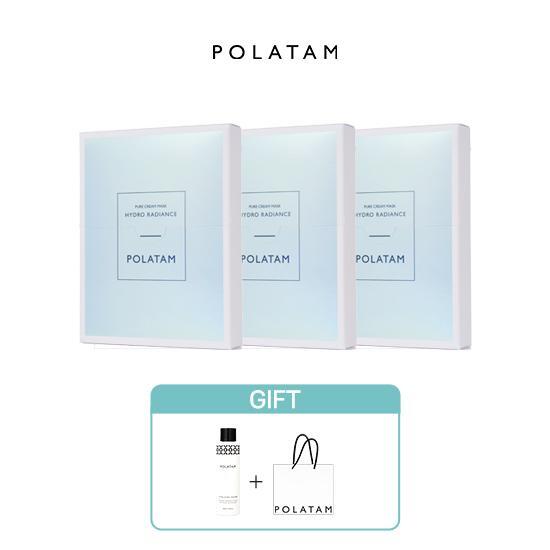 [폴라탐][폴라탐][스페셜 케어 기획][정상가 90,000원] 퓨어 크림 하이드로 래디언스 마스크 3박스(1박스-6개입) (바이탈라이징 워터 본품1+ 쇼핑백L[증정]) (유통기한 : 2026.09.06까지)