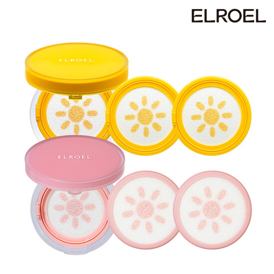 [엘로엘(화장품)][엘로엘] 파데프리 옐로우 선쿠션+핑크 톤업 선쿠션15g 각 본품1+리필2
