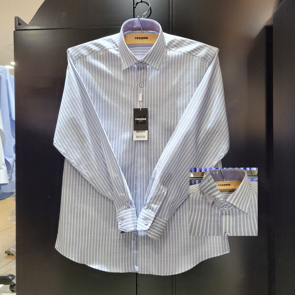 레노마셔츠(아울렛) [레노마셔츠]슬럽 스트라이프 일반셔츠RNSSGP 037 BU