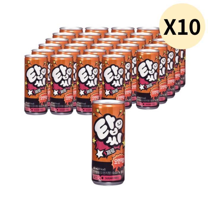 일화초정공장 셀러허브 식품 일화 탑씨 제로 오렌지 탄산 음료수 250ml 30캔 X 10