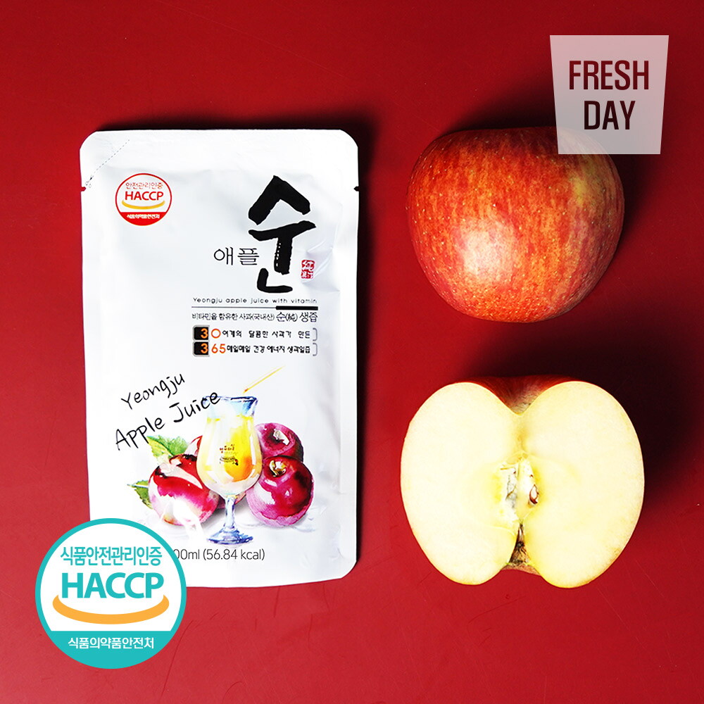 프레시데이 [HACCP인증] 물타지않은 저온착즙 영주 순수 사과즙 30포x100ml