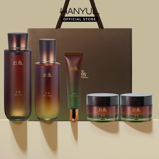 [한율][본사직영★빠른배송] 한율 송담 탄력 기초풀세트(스킨150ml+에멀젼125ml+크림50ml*2개+아이크림25ml+쇼핑백)