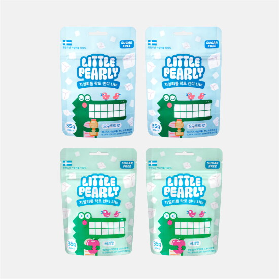 [리틀펄리][정상가 39,600원] 리틀펄리 자일리톨 라이트 캔디 파우치형 35g 4개 (요구르트맛/사과맛)