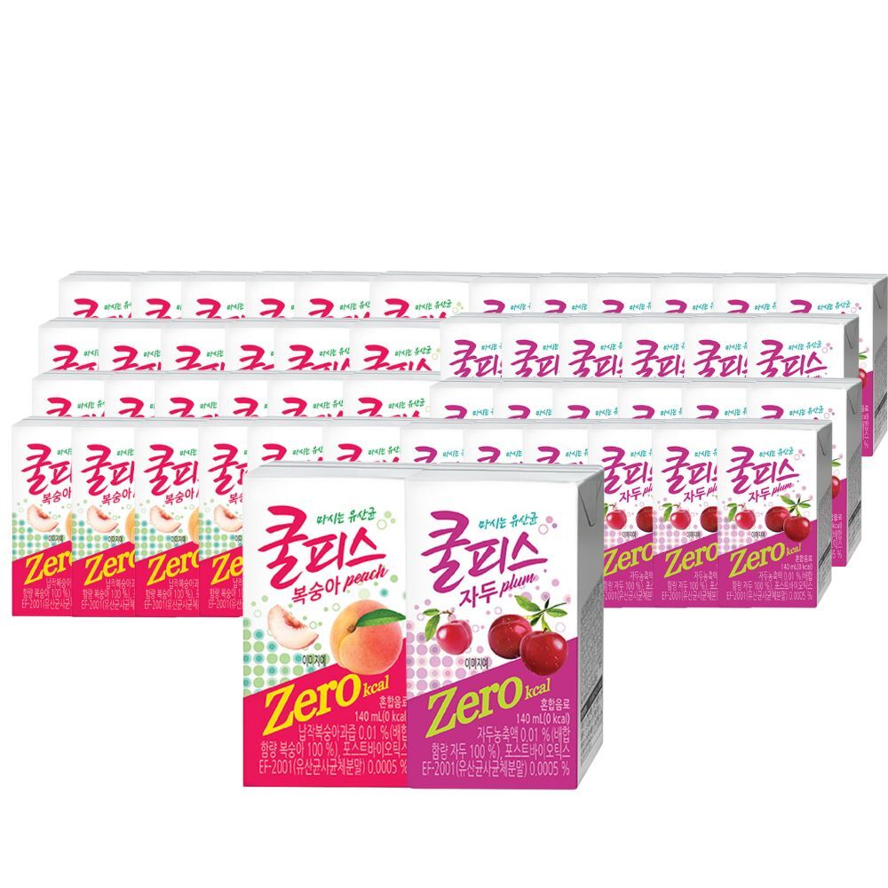 동원F&B 동원F&B ● 동원 쿨피스제로 복숭아 24개 + 자두 24개 총 48개 140ML (오늘출발+무배) 과즙음료 can 음료수 제로 유산균 비타민 sh