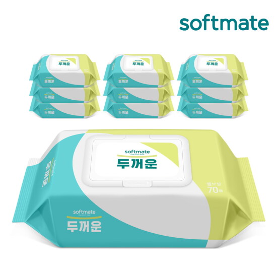 [순둥이][순둥이](73g고평량)소프트메이트 두꺼운 물티슈 캡형 70매 10팩/STC-01