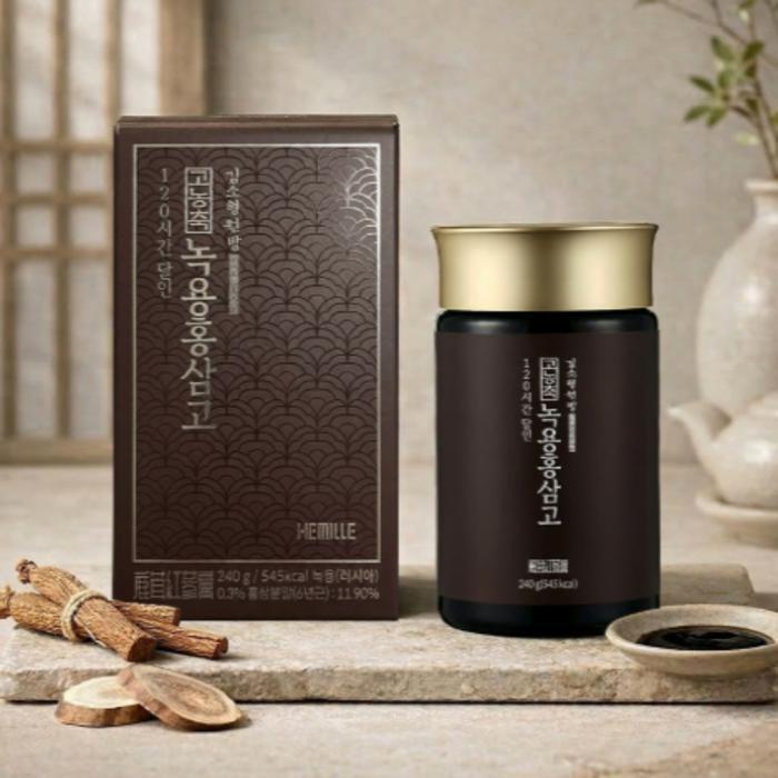 셀러허브 식품 헤밀레 6년근 녹용 홍삼고 홍삼정 액기스 선물 240g