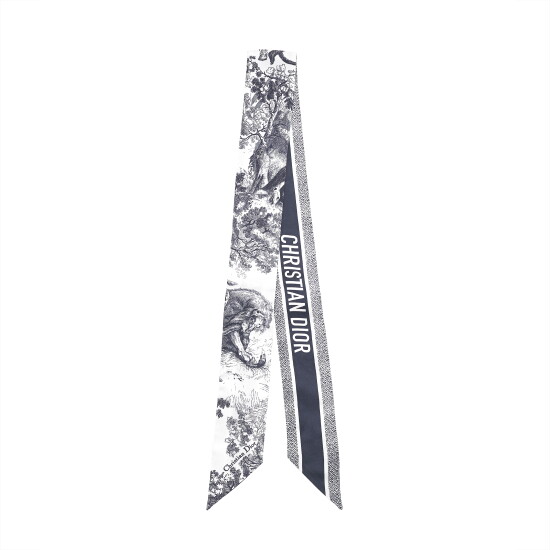 [디올]디올 TOILE DE JOUY SAUVAGE 미차 실크 트윌 스카프 방도 아이보리 & 네이비 블루 15JOU106I602 C545