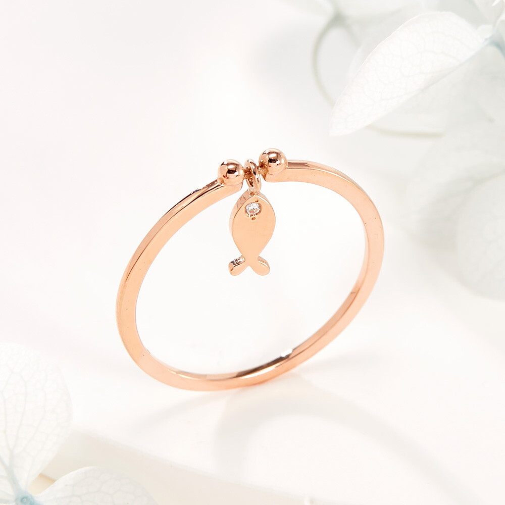 비앤비골드 [비앤비골드] 14K 물고기 딸랑이 더블볼 반지 NPR41429