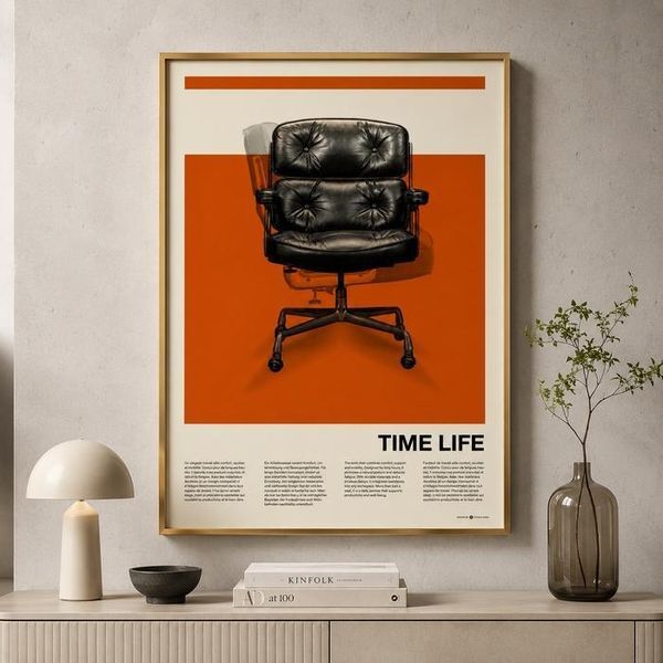 셀러허브(하프클럽) [하프클럽/셀러허브]바우하우스 그림 액자 TIME LIFE 빈티지 체어 A0