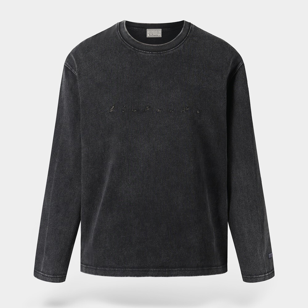 비르반테 가먼트워싱 로고 롱슬리브 티셔츠_BITS60201CHARCOAL
