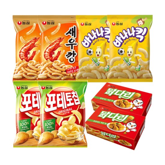 새우깡 2봉 +바나나킥 2봉 +닭다리 후라이드 2봉 +포테토칩 2봉