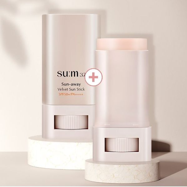 숨37도 [하프클럽/숨37도]숨37도 선 어웨이 벨벳 선스틱 18g (2개)/끈적임No 요철 모공 커버 선케어