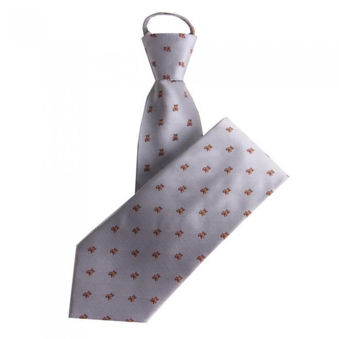 젠틀안트 심플 곰돌이 패턴 자동넥타이 폭8.5cm 그레이 ND-029.