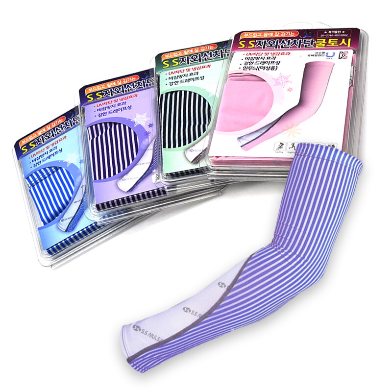 기타브랜드 자외선 차단 쿨토시 여름 팔토시 선케어 골프 등산 스트라이프 퍼플