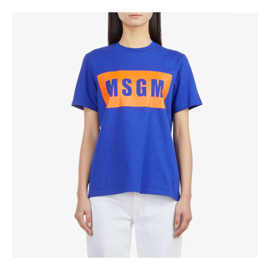 [MSGM] 여성 박스 로고 반팔티 블루 MGM22FRTS304BL