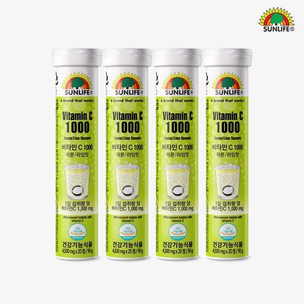 주식회사 드림리더 나우푸드 [하프클럽/나우푸드]썬라이프 발포비타민 비타민C 1000 레몬 라임 맛 20정 4병