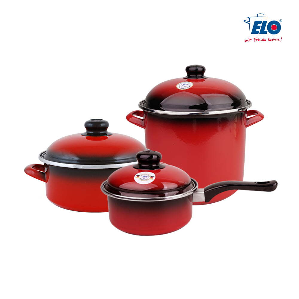 이엘오 독일 ELO 쿡포트 빨간법랑 일반형 인덕션 냄비 3P SET(편수18, 양수20, 곰솥24)