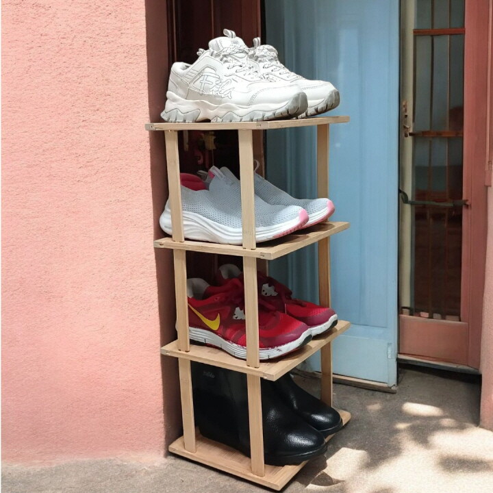 방콕연구소 슬림 좁은 현관 간이 신발정리대 틈새 원목 실내화 수납 선반 거치대 (6단)