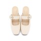 [포멜카멜레][포멜카멜레] 큐빅진주버클 스트랩 뮬 아이보리 4CM (FIY1F1SM804C2)