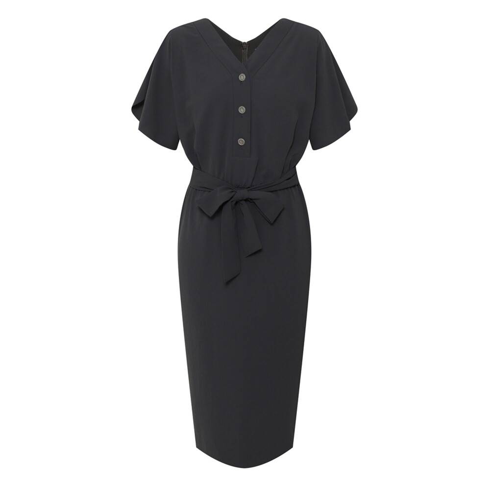 형지I&C 캐리스노트 브이넥 반소매 정장원피스 다크그레이 CN3MOP408DY